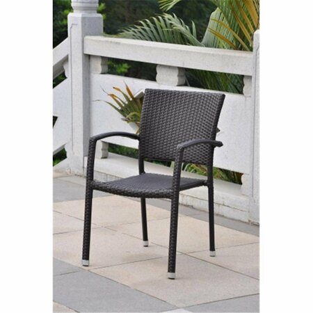 INTERNATIONAL CARAVAN 4210-SQ-CH Bardelona Resin Wicker Square Back Dining Chair - Chocolate 4210-SQ-1CH-CH